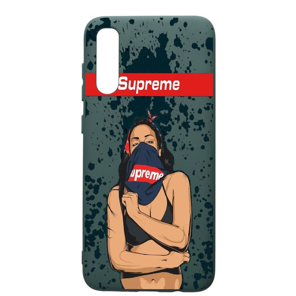 Husa Premium Silicon Compatibila Cu Samsung Galaxy A70, Supreme, Woman, cu interiorul din material textil, protectie camera, Forest Green, PFG256