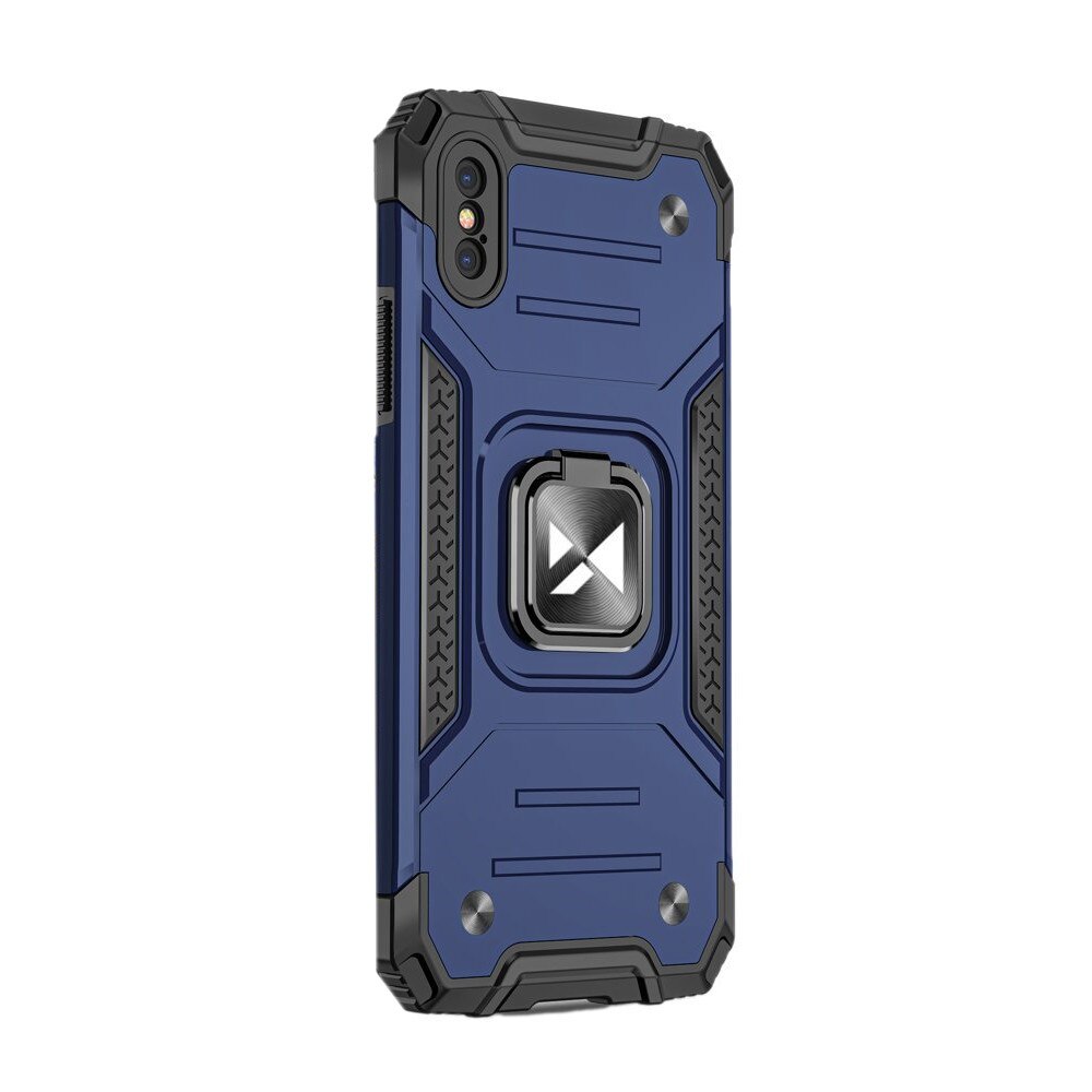 Husa pentru Xiaomi Note 8 Pro ring armor kickstand tough rugged blue