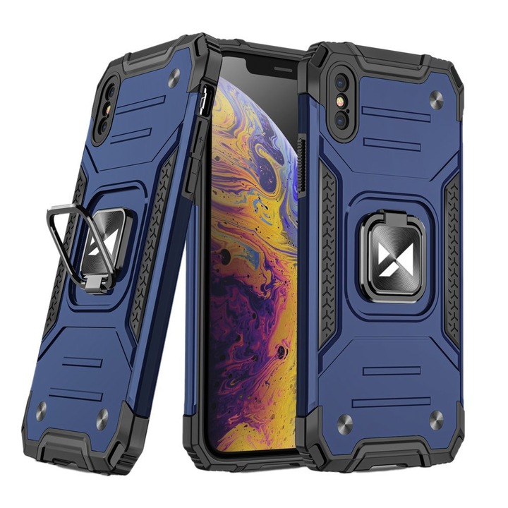 Wozinsky Ring Armor tok kitámasztható Kemény tok iPhone XS / iPhone X kék