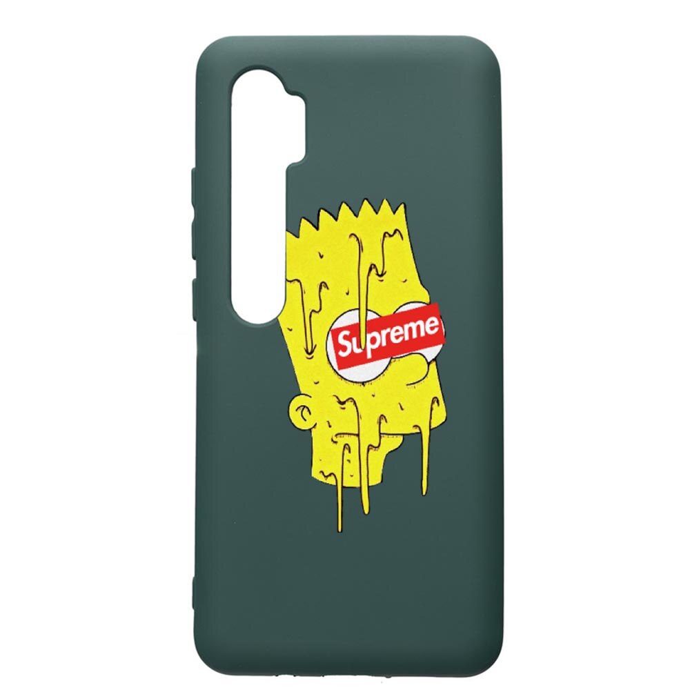 Husa Premium Silicon Compatibila Cu Xiaomi Mi Note 10, Supreme, The Simpsons, cu interiorul din material textil, protectie camera, Forest Green, PFG267