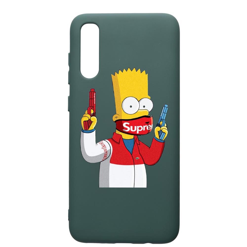 Husa Premium Silicon Compatibila Cu Samsung Galaxy A70, Supreme, The Simpsons, cu interiorul din material textil, protectie camera, Forest Green, PFG270