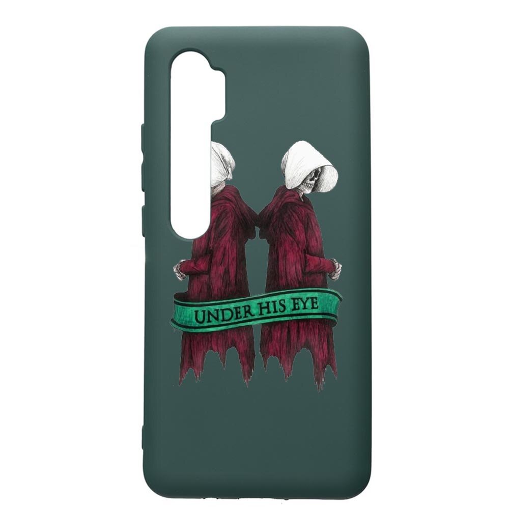 Husa Premium Silicon Compatibila Cu Xiaomi Mi Note 10, The Handmaid's Tale, cu interiorul din material textil, protectie camera, Forest Green, PFG291
