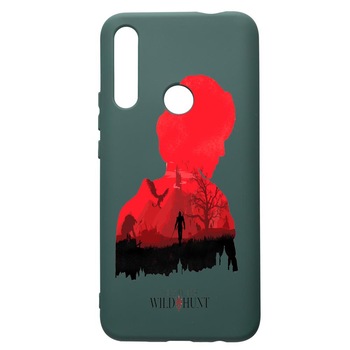 Husa Premium Silicon Compatibila Cu Huawei P Smart Z, The Witcher, cu interiorul din material textil, protectie camera, Forest Green, PFG428 Husa Premium Silicon Compatibila Cu Huawei P Smart Z, The Witcher, cu interiorul din material textil, protectie camera, Forest Green, PFG428