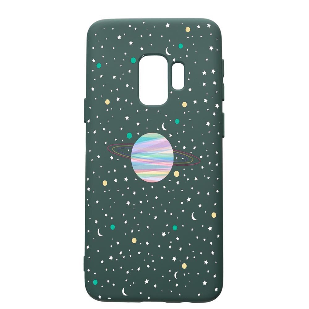 Husa Premium Silicon Compatibila Cu Samsung Galaxy S9, Universe, Plantes, cu interiorul din material textil, protectie camera, Forest Green, PFG468