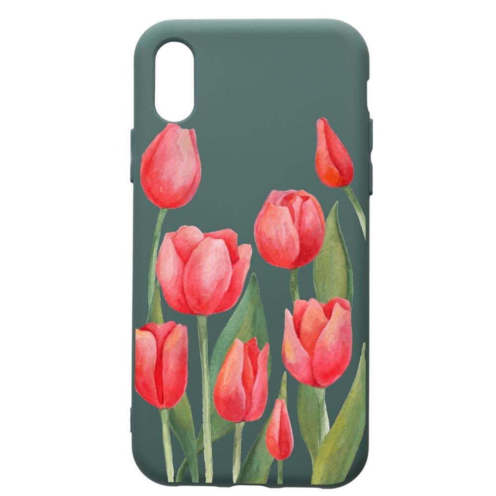 Husa Premium Silicon Compatibila Cu Samsung Galaxy A10, Red Roses, cu interiorul din material textil, protectie camera, Forest Green, PFG633