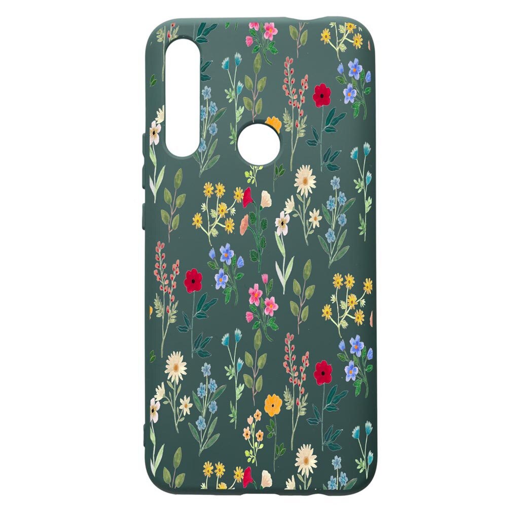 Husa Premium Silicon Compatibila Cu Huawei P Smart Z, Spring Flowers, cu interiorul din material textil, protectie camera, Forest Green, PFG635