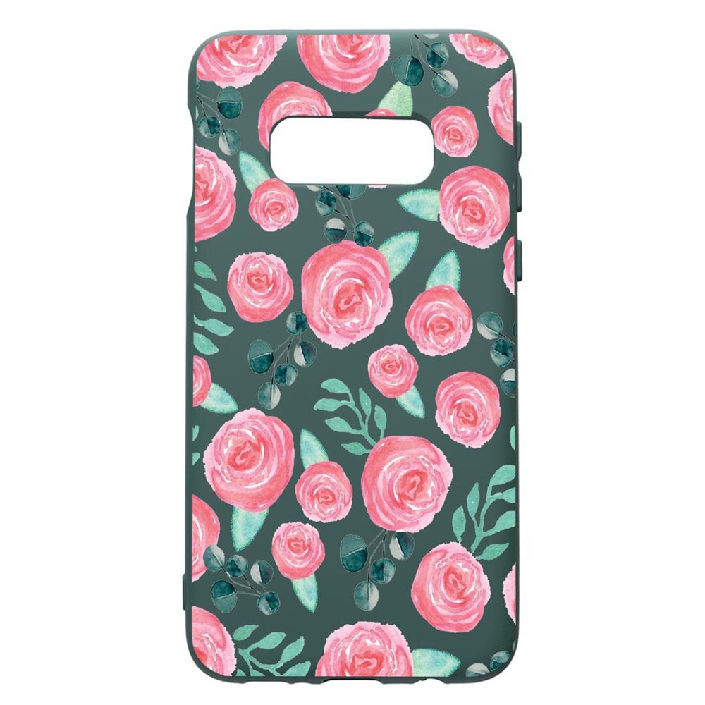 Husa Premium Silicon Compatibila Cu Samsung Galaxy S8, Rose Pattern, cu interiorul din material textil, protectie camera, Forest Green, PFG640
