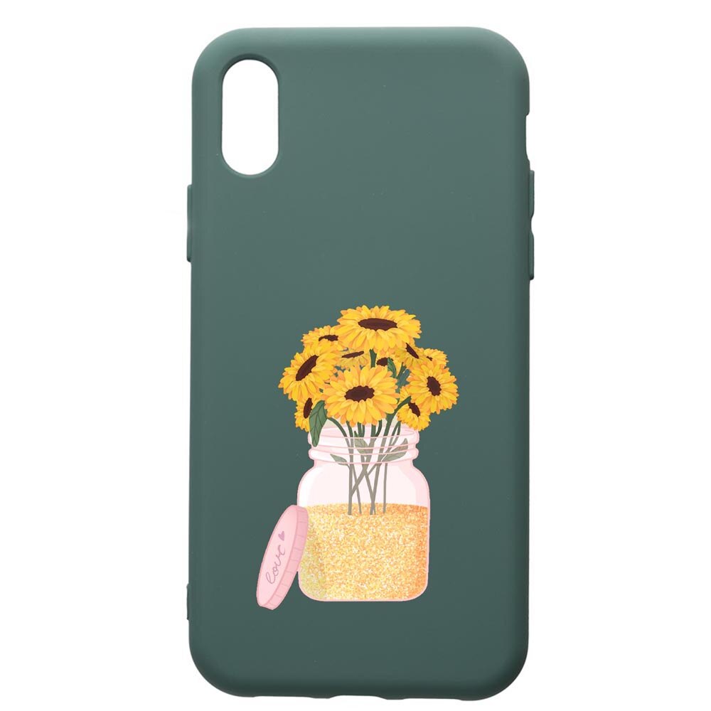 Husa Premium Silicon Compatibila Cu Samsung Galaxy A10, Sunflowers, cu interiorul din material textil, protectie camera, Forest Green, PFG639