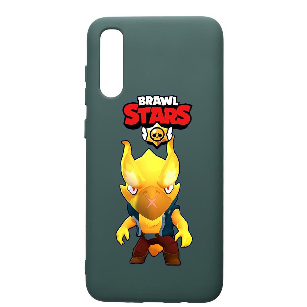 Husa Premium Silicon Compatibila Cu Samsung Galaxy A70, Brawl Stars Phoenix Crow, cu interiorul din material textil, protectie camera, Forest Green, PFG645
