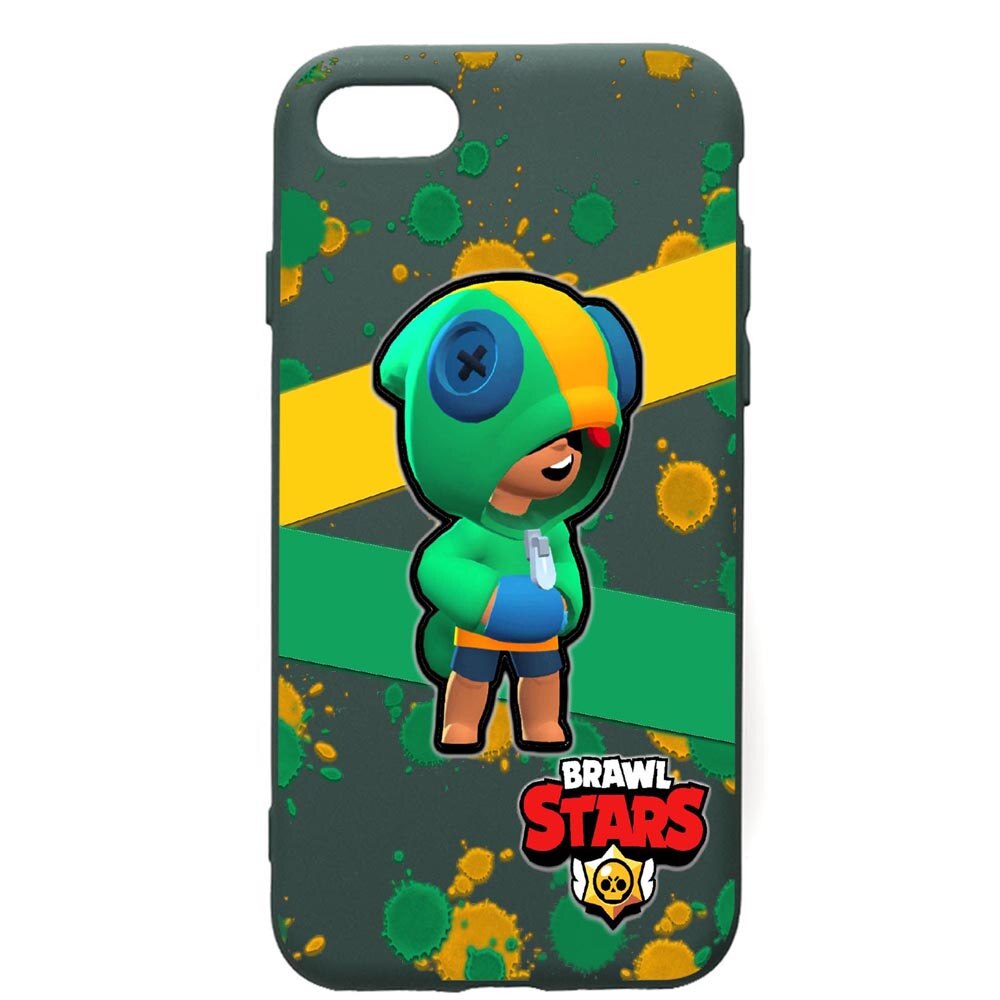 Husa Premium Silicon Compatibila Cu Apple iPhone SE 2 / iPhone 8 / iPhone 7, Brawl Stars Leon, cu interiorul din material textil, protectie camera, Forest Green, PFG647