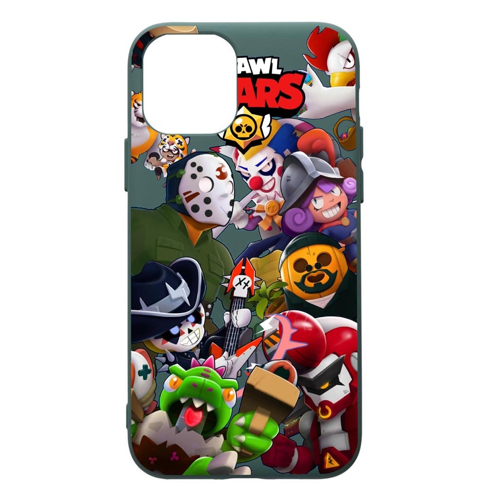 Husa Premium Silicon Compatibila Cu Apple iPhone 11 Pro Max, Brawl Stars, cu interiorul din material textil, protectie camera, Forest Green, PFG646