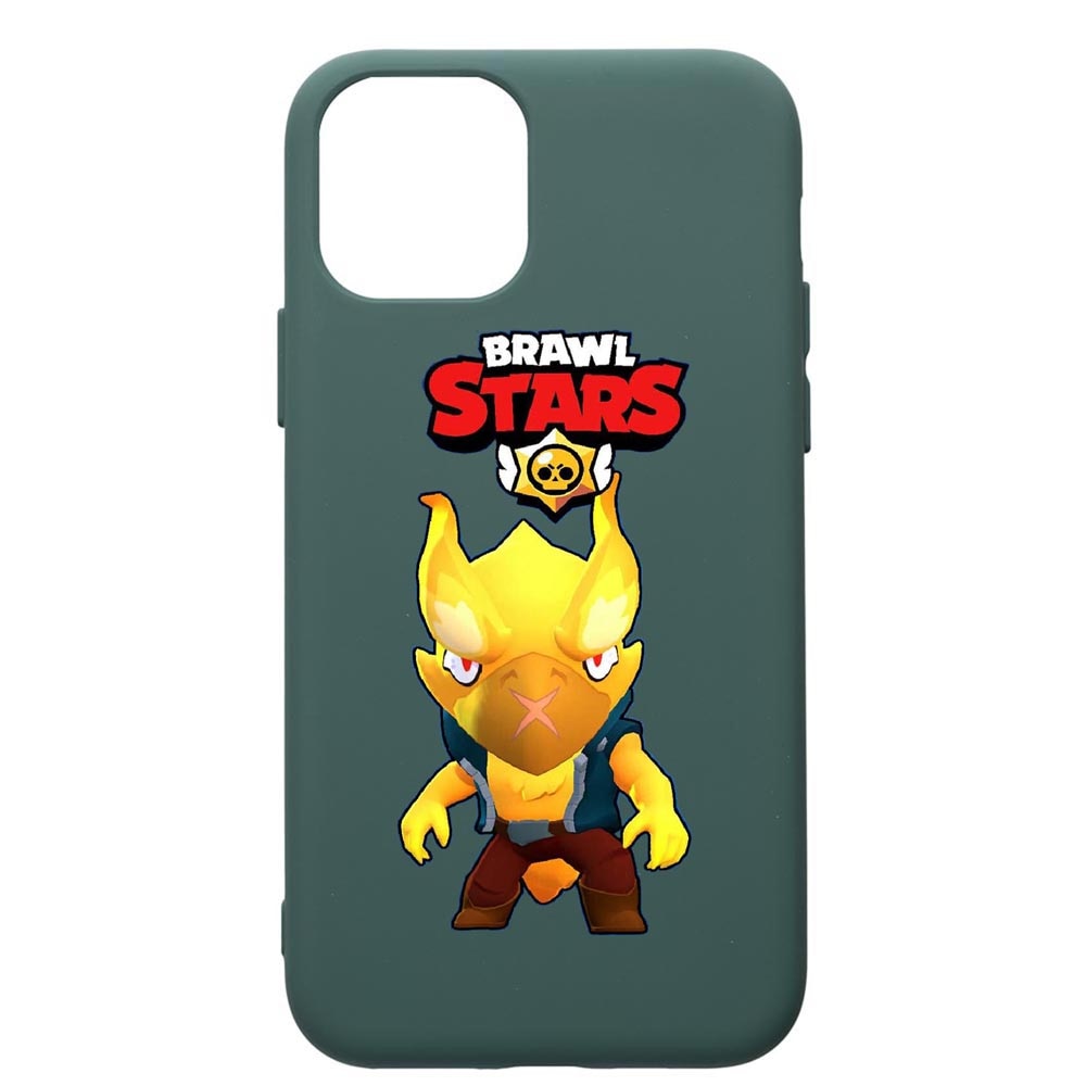 Husa Premium Silicon Compatibila Cu Apple iPhone 11 Pro Max, Brawl Stars Phoenix Crow, cu interiorul din material textil, protectie camera, Forest Green, PFG645