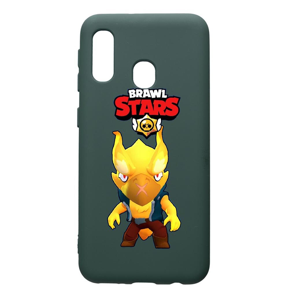 Husa Premium Silicon Compatibila Cu Samsung Galaxy A40, Brawl Stars Phoenix Crow, cu interiorul din material textil, protectie camera, Forest Green, PFG645