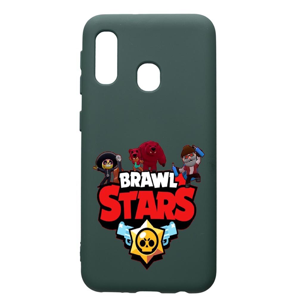 Husa Premium Silicon Compatibila Cu Samsung Galaxy A40, Brawl Stars, cu interiorul din material textil, protectie camera, Forest Green, PFG651