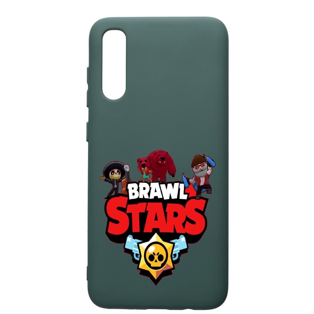 Husa Premium Silicon Compatibila Cu Samsung Galaxy A70, Brawl Stars, cu interiorul din material textil, protectie camera, Forest Green, PFG651