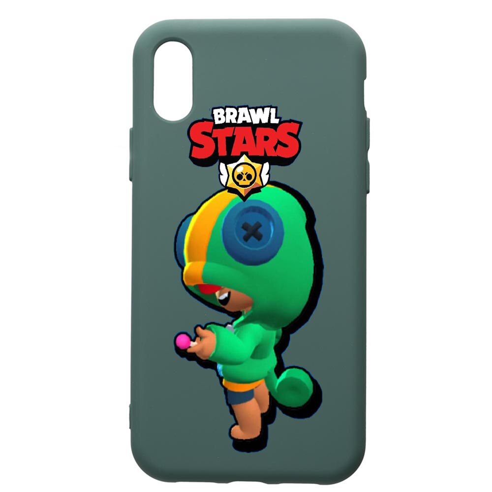 Husa Premium Silicon Compatibila Cu Apple iPhone XS / iPhone X, Brawl Stars Leon, cu interiorul din material textil, protectie camera, Forest Green, PFG648