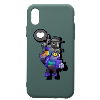 Husa Premium Silicon Compatibila Cu Apple iPhone XS / iPhone X, Brawl Stars Ricochet, cu interiorul din material textil, protectie camera, Forest Green, PFG650 Husa Premium Silicon Compatibila Cu Apple iPhone XS / iPhone X, Brawl Stars Ricochet, cu interiorul din material textil, protectie camera, Forest Green, PFG650