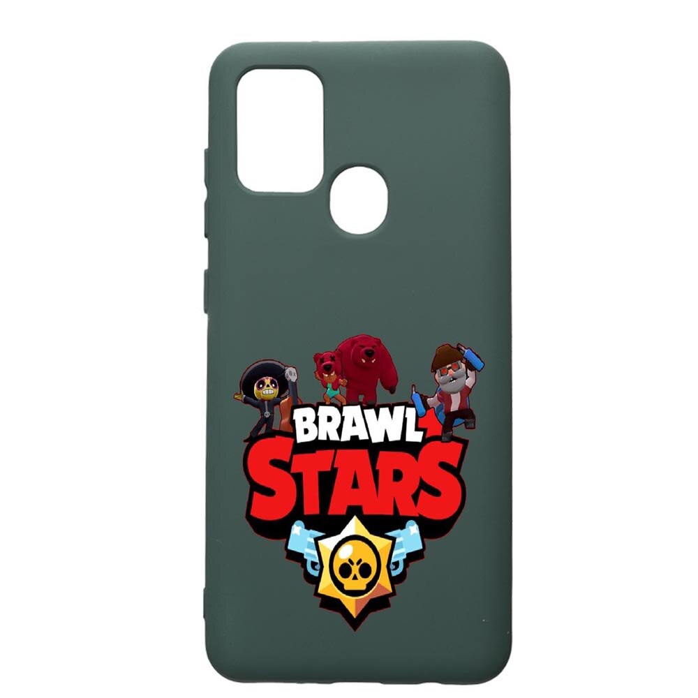 Husa Premium Silicon Compatibila Cu Samsung Galaxy A21S, Brawl Stars, cu interiorul din material textil, protectie camera, Forest Green, PFG651