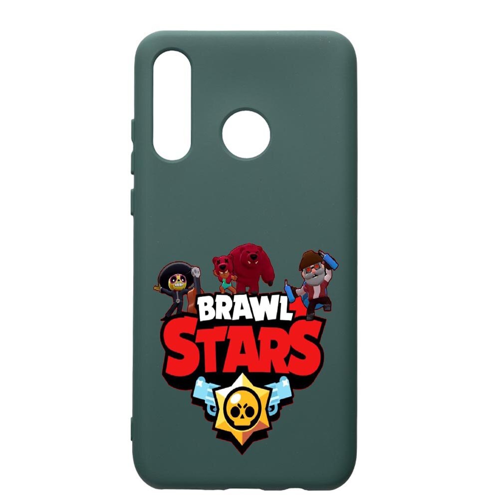 Husa Premium Silicon Compatibila Cu Huawei P30 Lite, Brawl Stars, cu interiorul din material textil, protectie camera, Forest Green, PFG651