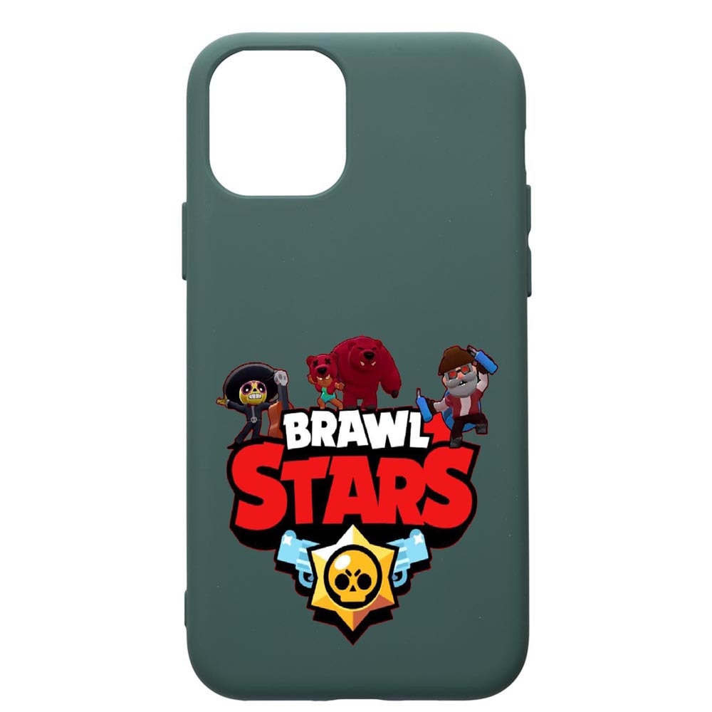 Husa Premium Silicon Compatibila Cu Apple iPhone 11 Pro Max, Brawl Stars, cu interiorul din material textil, protectie camera, Forest Green, PFG651