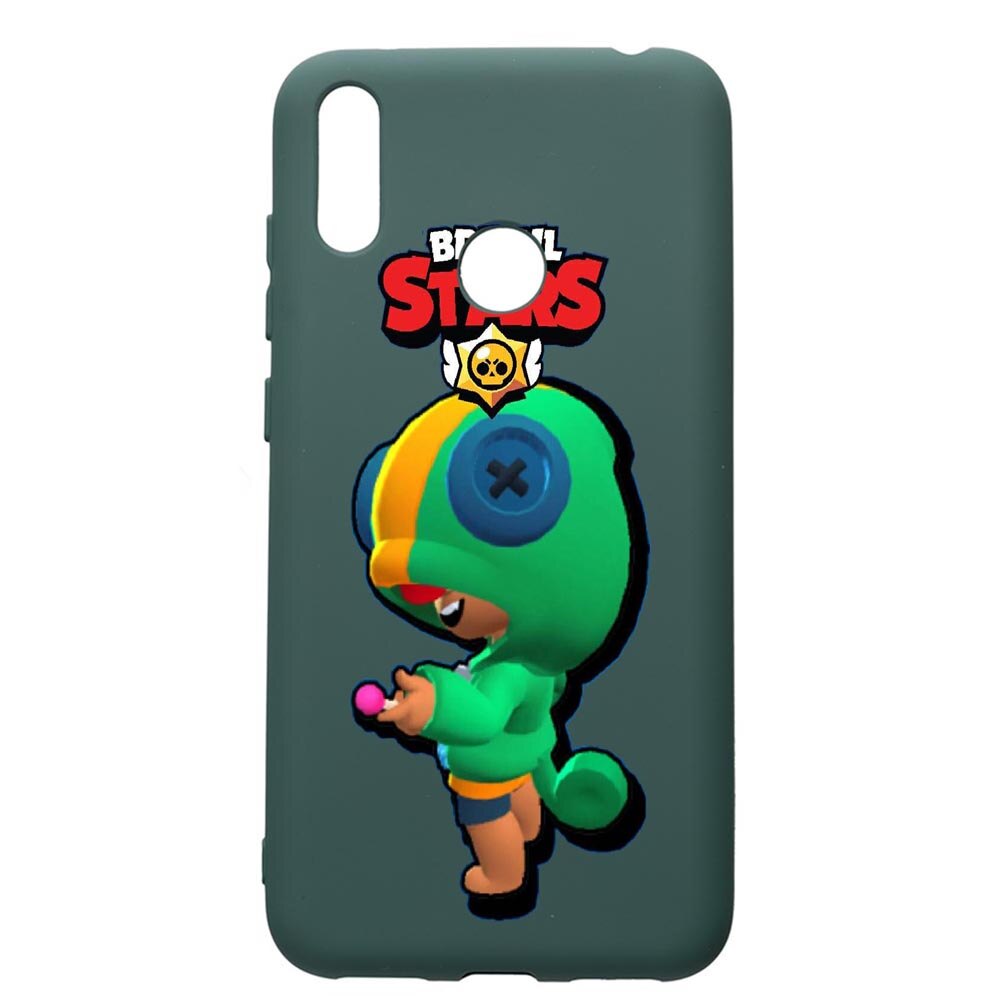 Husa Premium Silicon Compatibila Cu Huawei Y7 2019, Brawl Stars Leon, cu interiorul din material textil, protectie camera, Forest Green, PFG648