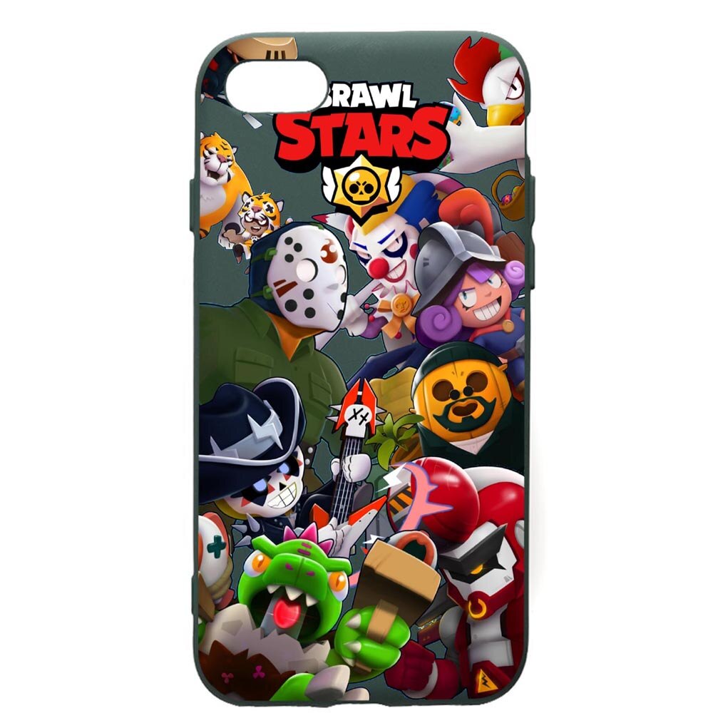 Husa Premium Silicon Compatibila Cu Apple iPhone SE 2 / iPhone 8 / iPhone 7, Brawl Stars, cu interiorul din material textil, protectie camera, Forest Green, PFG646