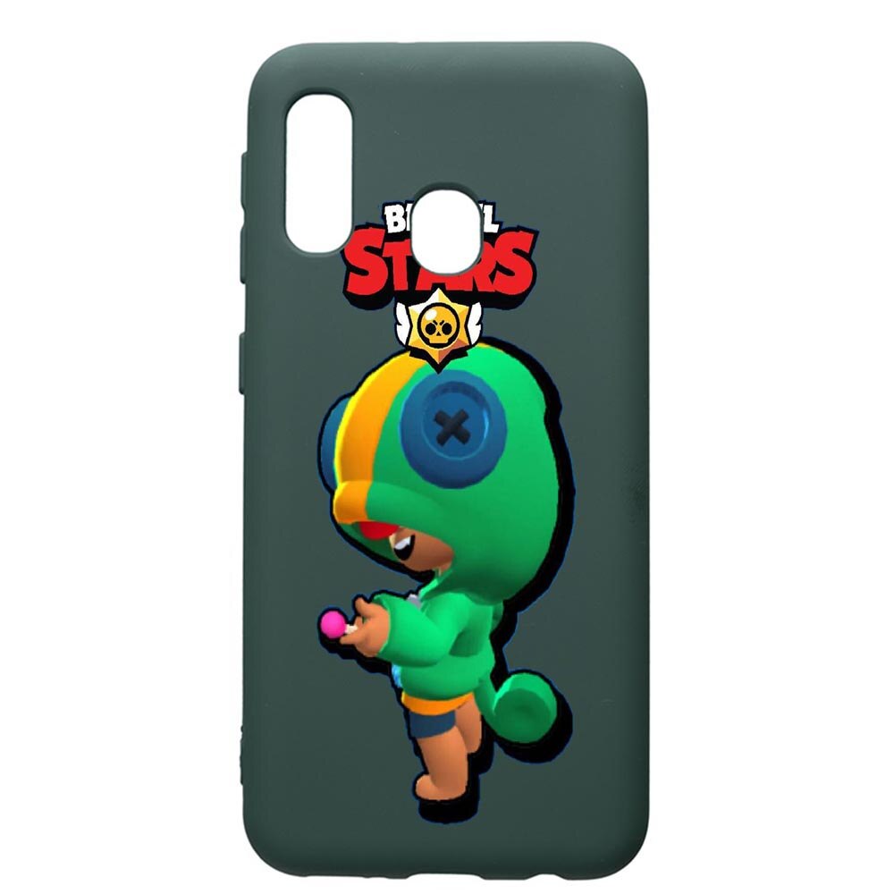 Husa Premium Silicon Compatibila Cu Samsung Galaxy A20E, Brawl Stars Leon, cu interiorul din material textil, protectie camera, Forest Green, PFG648