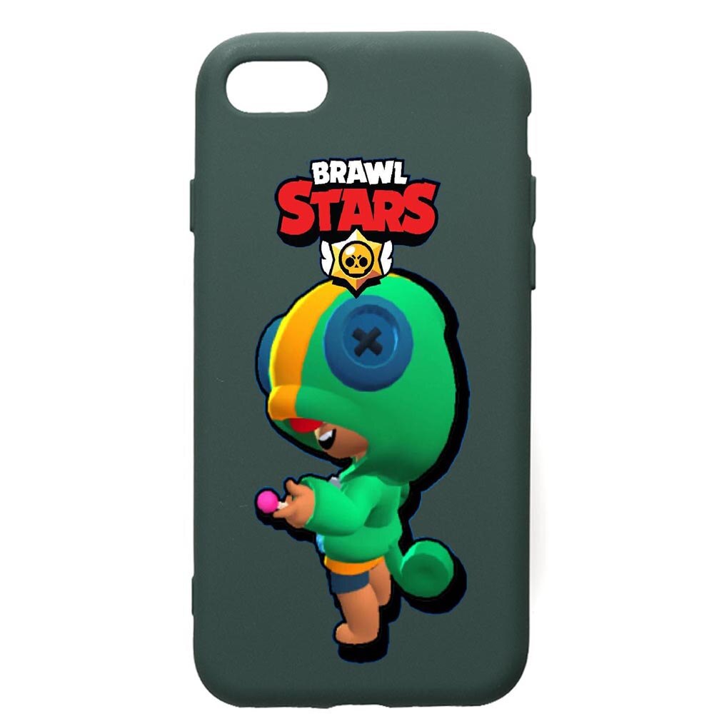 Husa Premium Silicon Compatibila Cu Apple iPhone SE 2 / iPhone 8 / iPhone 7, Brawl Stars Leon, cu interiorul din material textil, protectie camera, Forest Green, PFG648