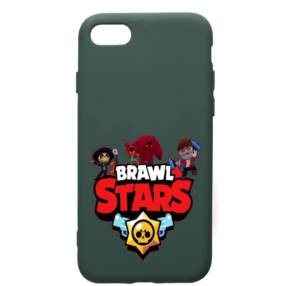 Husa Premium Silicon Compatibila Cu Apple iPhone SE 2 / iPhone 8 / iPhone 7, Brawl Stars, cu interiorul din material textil, protectie camera, Forest Green, PFG651