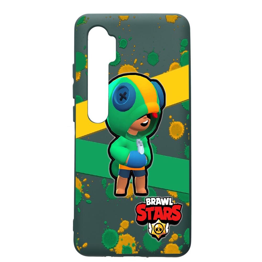 Husa Premium Silicon Compatibila Cu Xiaomi Mi Note 10, Brawl Stars Leon, cu interiorul din material textil, protectie camera, Forest Green, PFG647