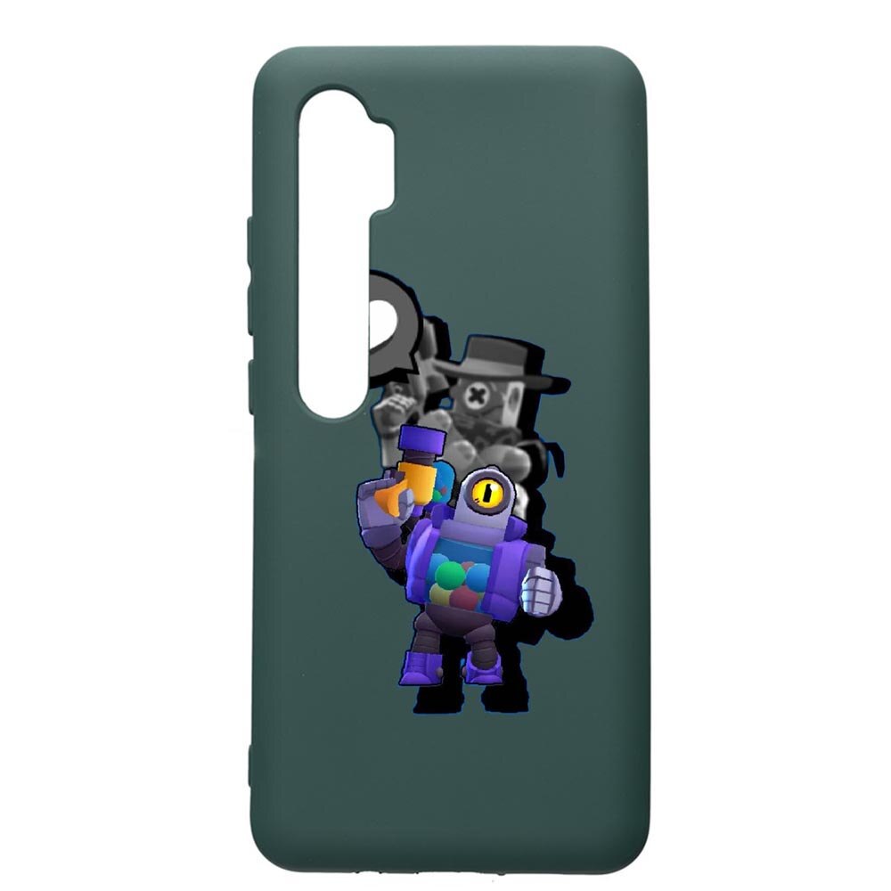 Husa Premium Silicon Compatibila Cu Xiaomi Mi Note 10, Brawl Stars Ricochet, cu interiorul din material textil, protectie camera, Forest Green, PFG650