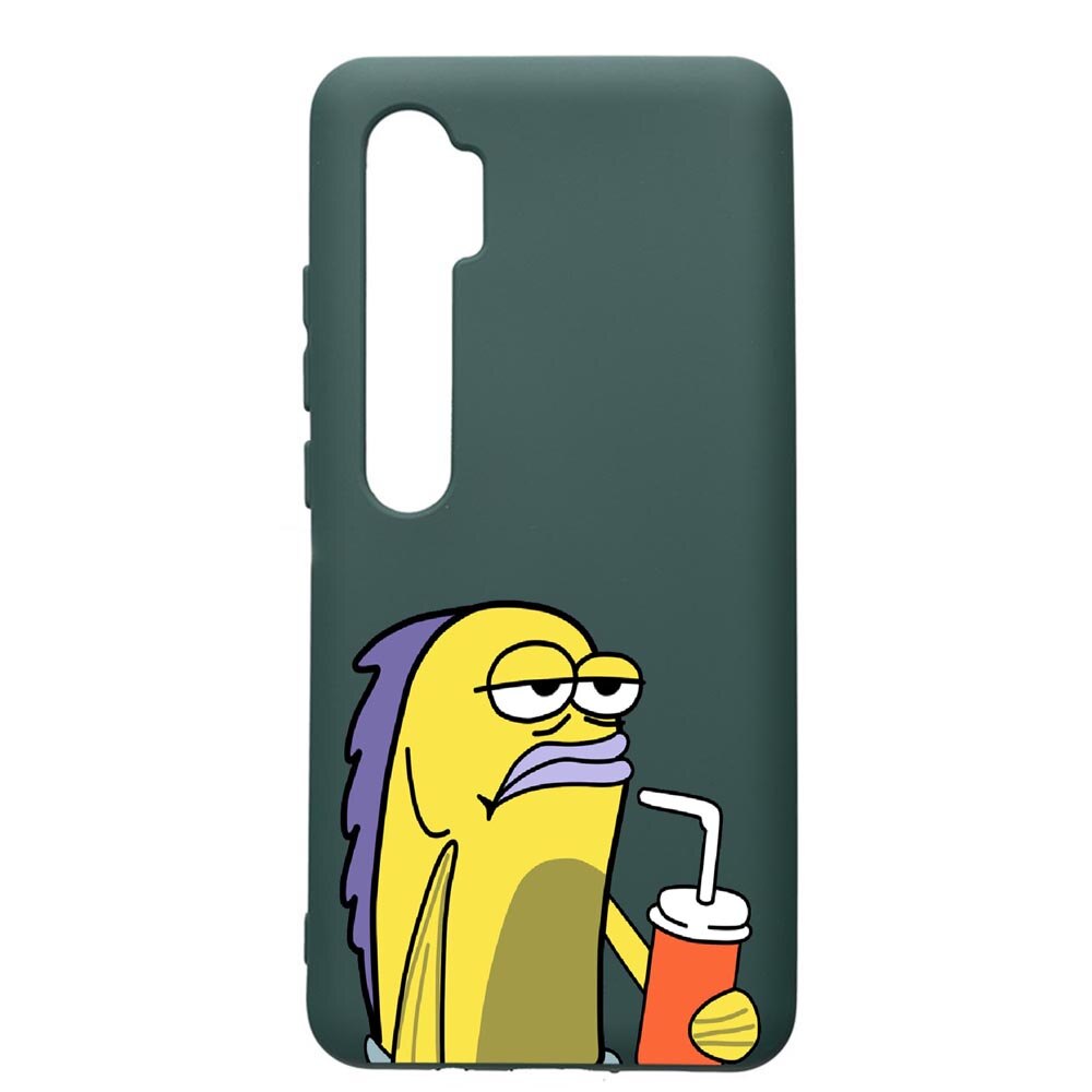 Husa Premium Silicon Compatibila Cu Xiaomi Mi Note 10, Meme, cu interiorul din material textil, protectie camera, Forest Green, PFG652