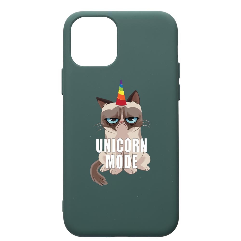 Husa Premium Silicon Compatibila Cu Apple iPhone 11, Meme - Gumpy Unicorn Mode, cu interiorul din material textil, protectie camera, Forest Green, PFG654