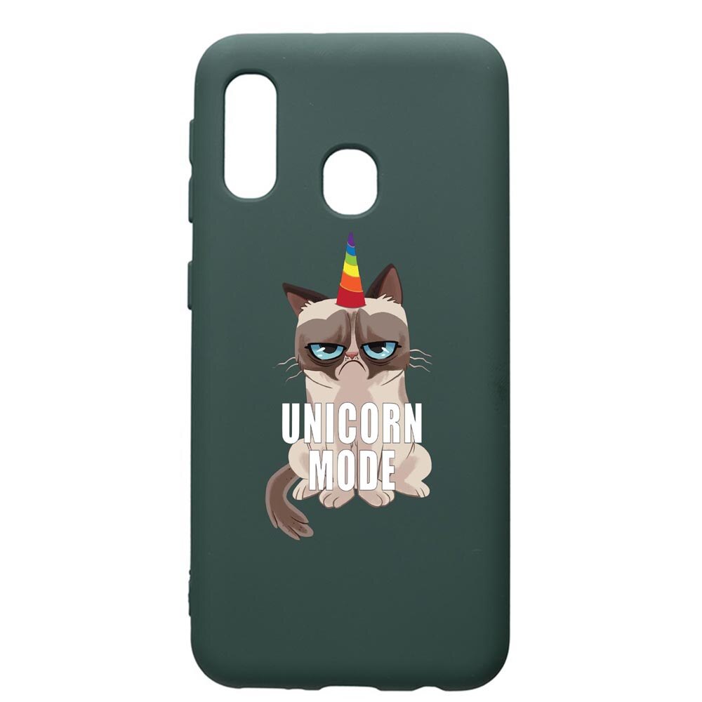 Husa Premium Silicon Compatibila Cu Samsung Galaxy A40, Meme - Gumpy Unicorn Mode, cu interiorul din material textil, protectie camera, Forest Green, PFG654