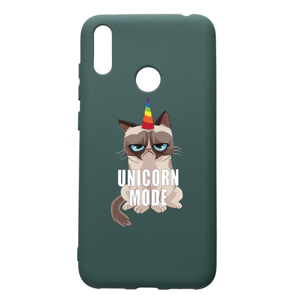 Husa Premium Silicon Compatibila Cu Huawei Y7 2019, Meme - Gumpy Unicorn Mode, cu interiorul din material textil, protectie camera, Forest Green, PFG654
