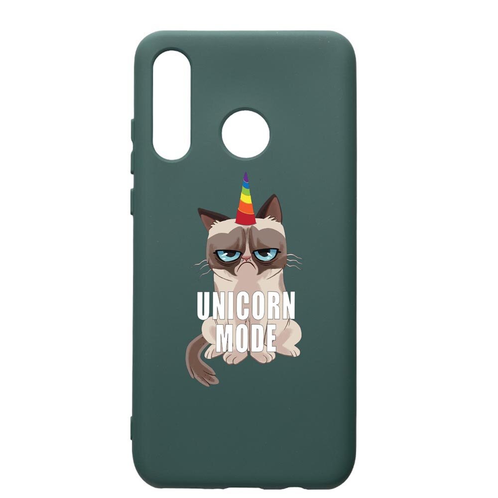 Husa Premium Silicon Compatibila Cu Huawei P30 Lite, Meme - Gumpy Unicorn Mode, cu interiorul din material textil, protectie camera, Forest Green, PFG654