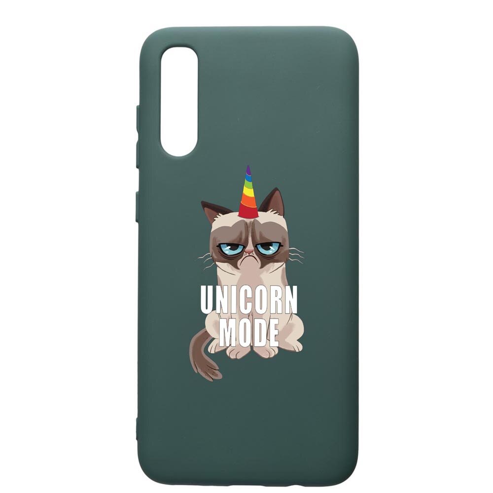 Husa Premium Silicon Compatibila Cu Samsung Galaxy A70, Meme - Gumpy Unicorn Mode, cu interiorul din material textil, protectie camera, Forest Green, PFG654