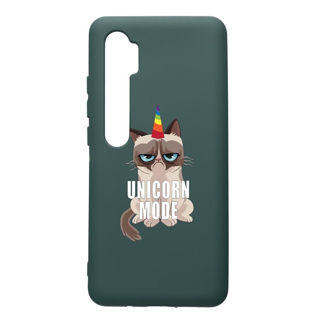 Husa Premium Silicon Compatibila Cu Xiaomi Mi Note 10, Meme - Gumpy Unicorn Mode, cu interiorul din material textil, protectie camera, Forest Green, PFG654