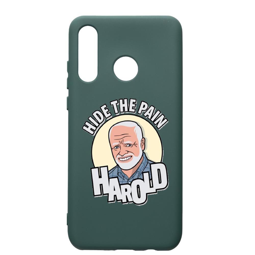 Husa Premium Silicon Compatibila Cu Huawei P30 Lite, Meme - Harold, cu interiorul din material textil, protectie camera, Forest Green, PFG662