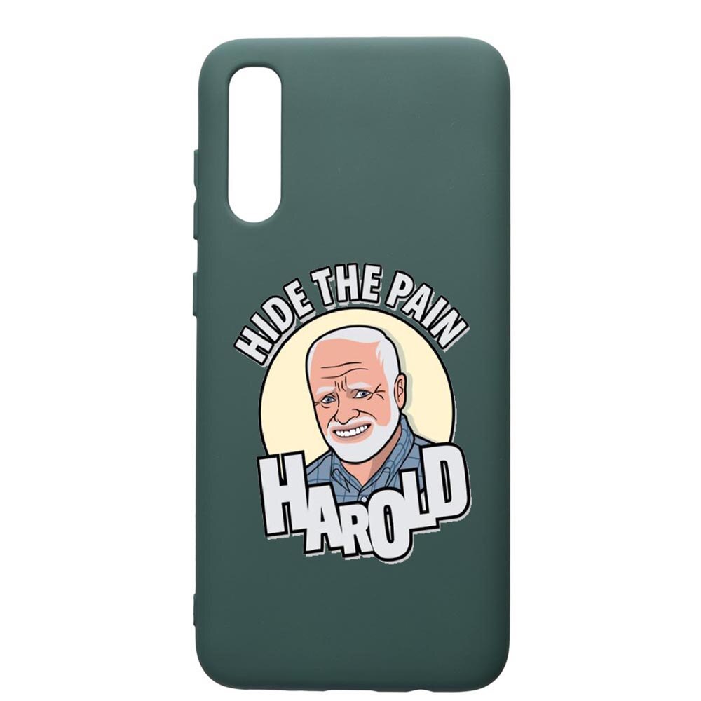 Husa Premium Silicon Compatibila Cu Samsung Galaxy A70, Meme - Harold, cu interiorul din material textil, protectie camera, Forest Green, PFG662