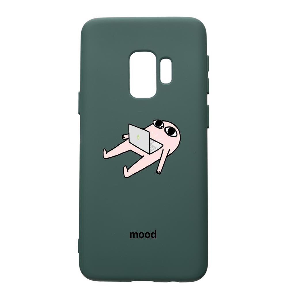 Husa Premium Silicon Compatibila Cu Samsung Galaxy S9, Meme, cu interiorul din material textil, protectie camera, Forest Green, PFG659