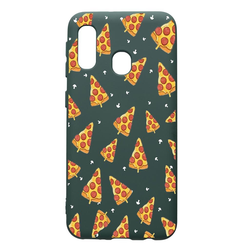 Husa Premium Silicon Compatibila Cu Samsung Galaxy A40, Pizza, cu interiorul din material textil, protectie camera, Forest Green, PFG665