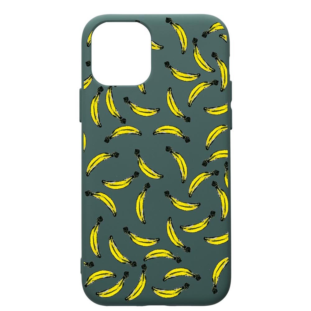 Husa Premium Silicon Compatibila Cu Apple iPhone 11, Bananas, cu interiorul din material textil, protectie camera, Forest Green, PFG664