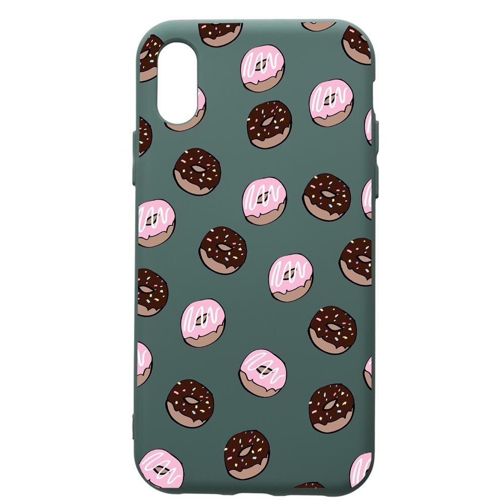 Husa Premium Silicon Compatibila Cu Samsung Galaxy A10, Donuts, cu interiorul din material textil, protectie camera, Forest Green, PFG667