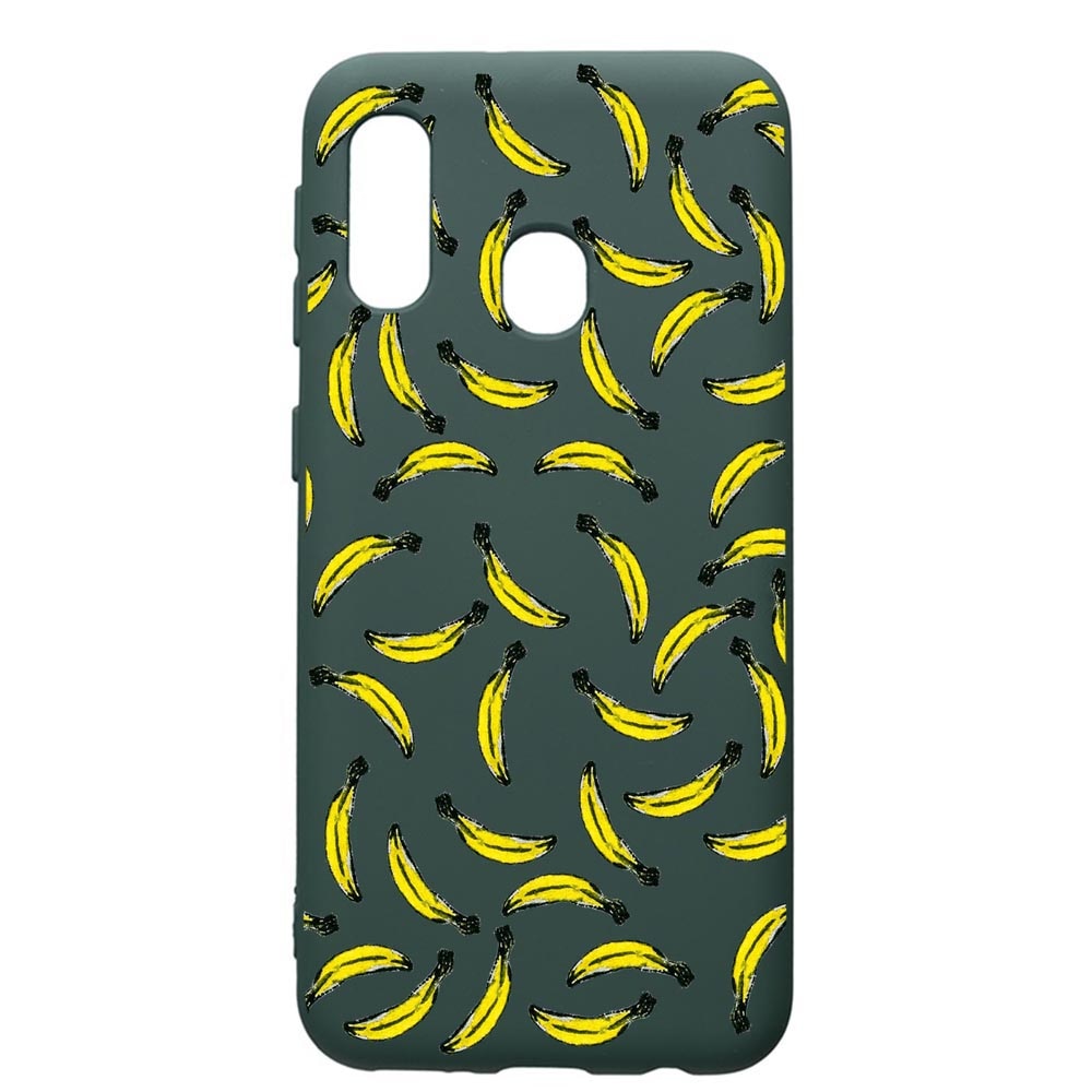 Husa Premium Silicon Compatibila Cu Samsung Galaxy A20E, Bananas, cu interiorul din material textil, protectie camera, Forest Green, PFG664