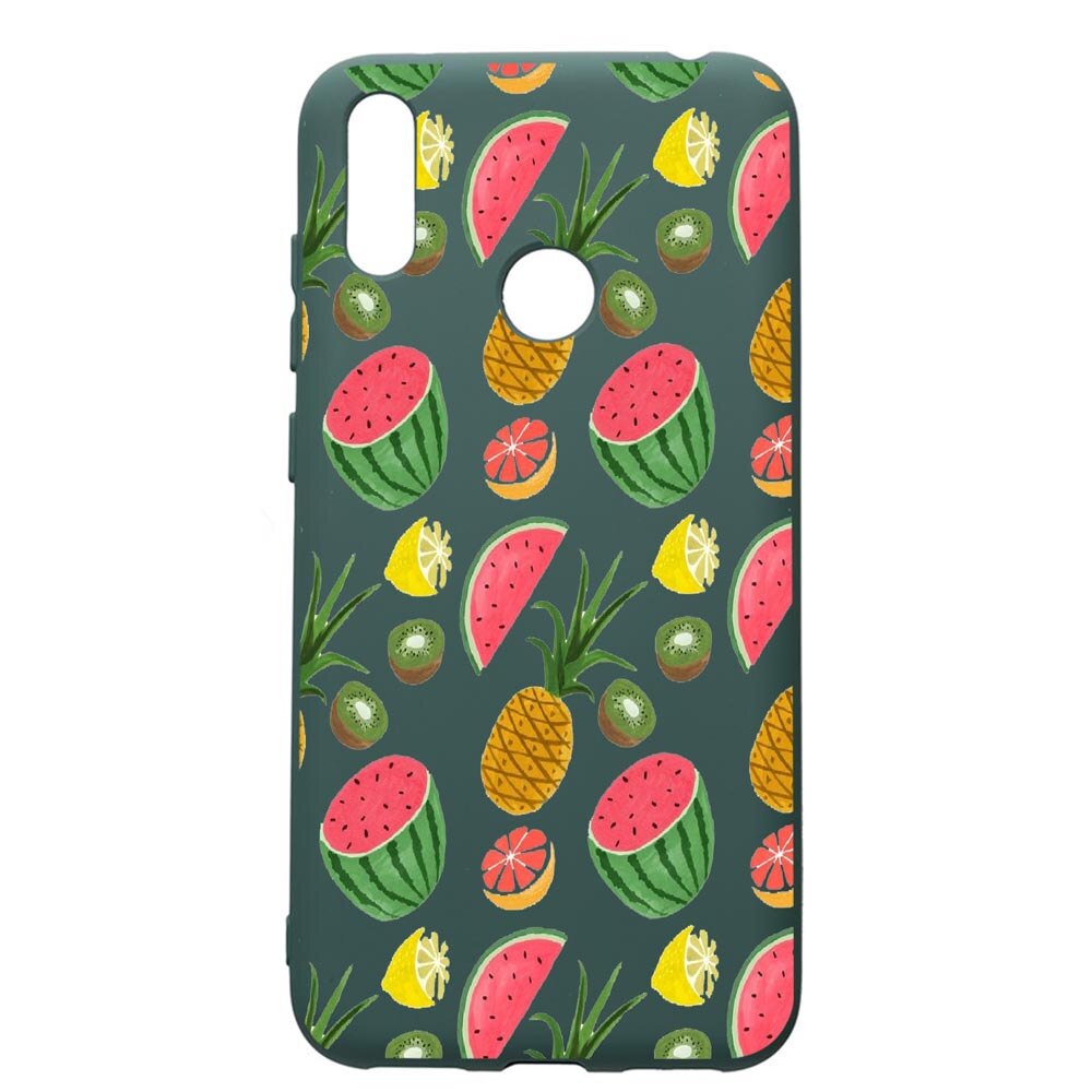 Husa Premium Silicon Compatibila Cu Huawei Y7 2019, Ananas, cu interiorul din material textil, protectie camera, Forest Green, PFG666