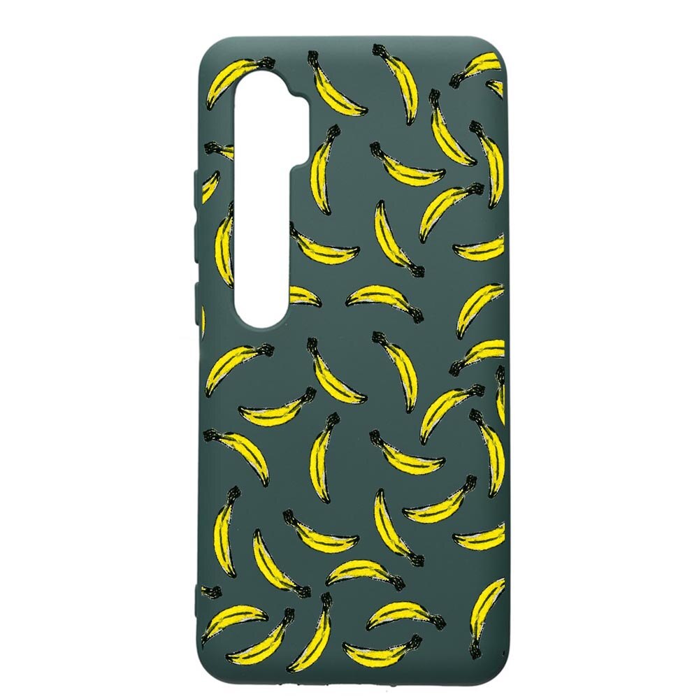 Husa Premium Silicon Compatibila Cu Xiaomi Mi Note 10, Bananas, cu interiorul din material textil, protectie camera, Forest Green, PFG664