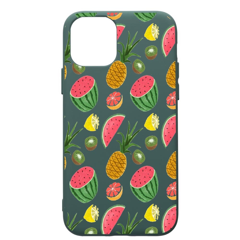 Husa Premium Silicon Compatibila Cu Apple iPhone 11 Pro Max, Ananas, cu interiorul din material textil, protectie camera, Forest Green, PFG666