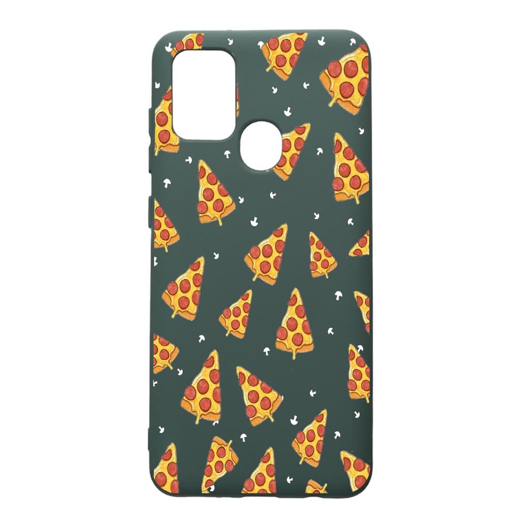 Husa Premium Silicon Compatibila Cu Samsung Galaxy A21S, Pizza, cu interiorul din material textil, protectie camera, Forest Green, PFG665