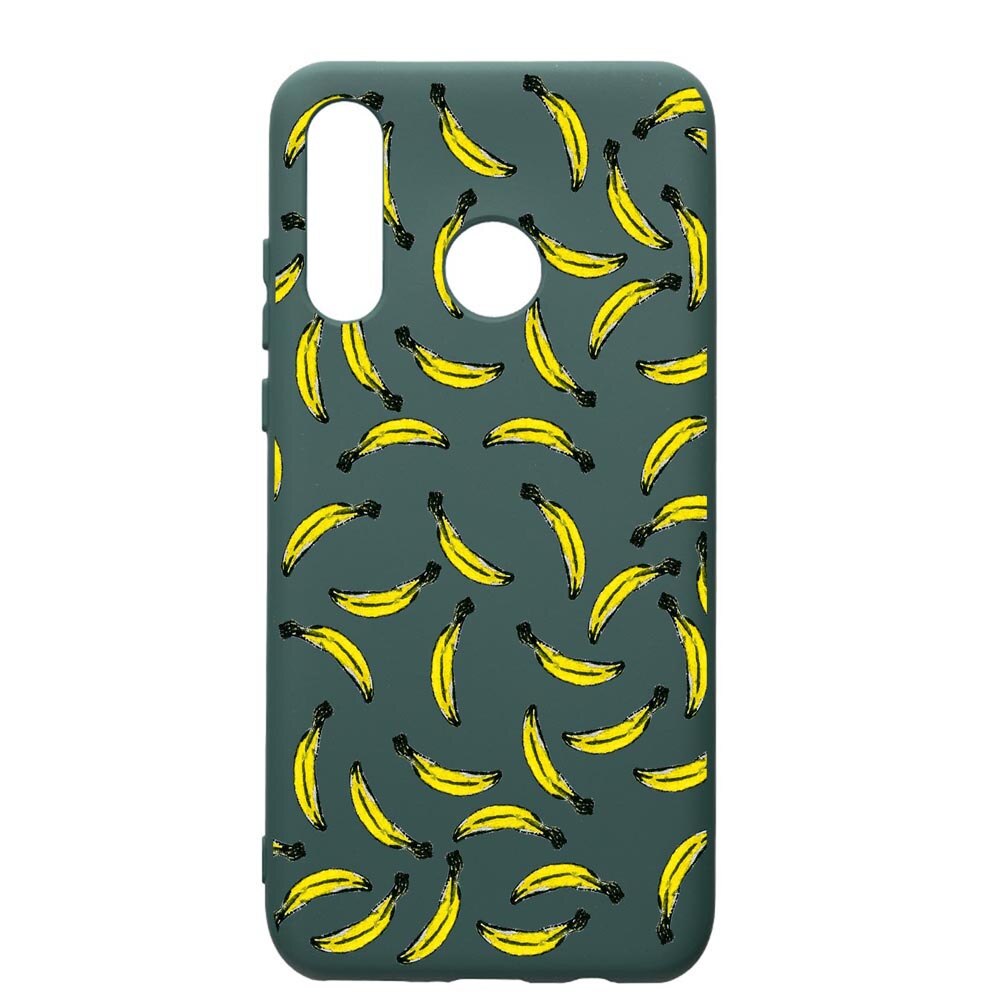 Husa Premium Silicon Compatibila Cu Huawei P30 Lite, Bananas, cu interiorul din material textil, protectie camera, Forest Green, PFG664